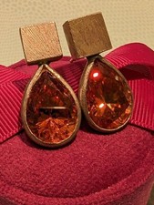 Damen Ohrringe Tropfenform 925 Silber orange Zirkonia Elegant Luxusschmuck