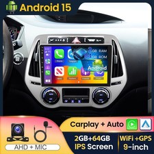 2+64GB Android 15 Autoradio GPS Navi CarPlay BT Kam Für Hyundai i20 PB 2012-2014