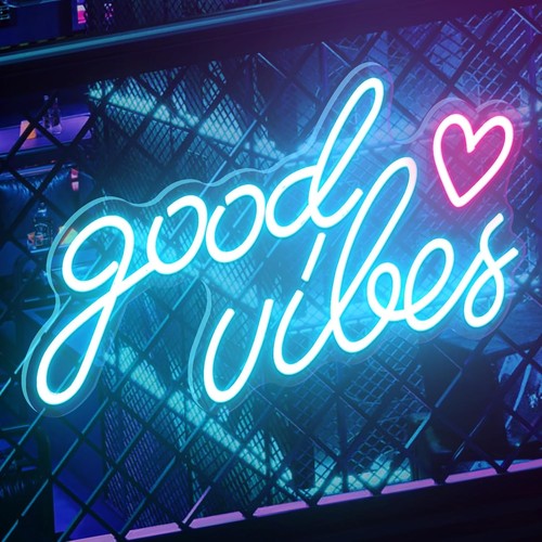 Neon schild blue - good, vibes