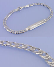 Echt 925 Silber GRAVUR ID Doppel Panzer Armband Gravurplatte 18 19 cm  ROMBO