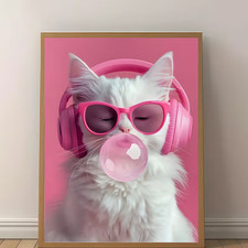Leinwanddruck pink katze - ,
