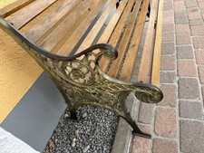 Gartenbank Holz mit Gusseisen Sitzbank Balkonbank
