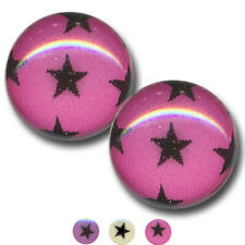 Runde LUCKY STAR allover Ohrstecker - viele Farben Rockabilly