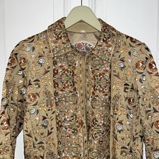 Biya Seidenmantel, Zaubermantel, allover bestickt, Gr.S, caramelfarben, wie neu