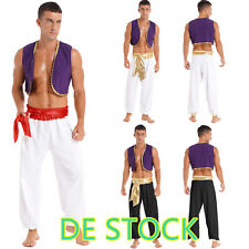 DE-Herren Paillett Weste + Hose Gürtel Araber Verkleidung Outfits Kostüm