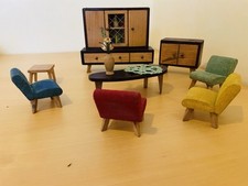Puppenmöbel - 50er Jahre - Schlaf- und Wohnzimmer