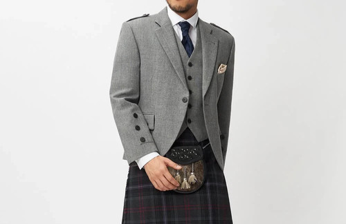 Graues herren woll tweed kilt - graues,