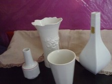 4 Vasen Design geometrisch Rosenthal Kaiser Bisquit Porzellan Frey Bauhaus weiß