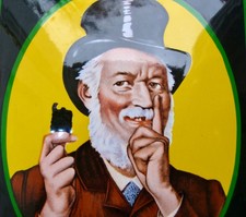 " Kautabak Grimm & Triebel "  uraltes originales Emailleschild  um 1910 !