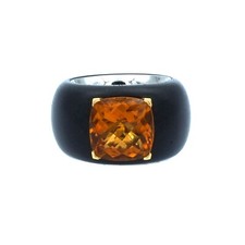 Designer Ring aus Ebenholz und Platin mit Citrin