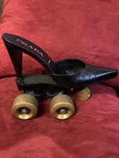 Prada Sabot  Pantolette Unikat High Heel Rollschuh Skulptur Stiletto Echtleder