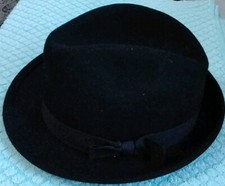 Fedora Bowler Hut Schwarz gr 56  Unisex Vintage 