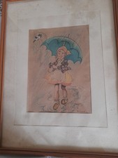 Aquarell Bild Antik gemalt mit Buntstifte 