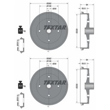2X TEXTAR 230mm BREMSTROMMELN
