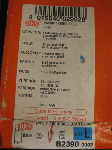 Panik treibriegel schloss - panik,