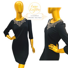 METAL DUST DRESS by Wolford 36 S Small black silver Kleid mit Applikationen