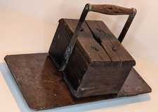 Kutschenheizung, -ofen, antik, Kupfer und Holz, tolle Patina