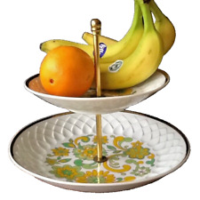 Schumann Arzberg Etagere groß 2 stufig Blumen Relief Tropfen mit Goldrand 1970er