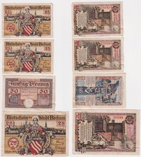 4 Banknoten Notgeld 25 Pfennig bis 2 Mark Stadt Beckum 1. November 1918 (168519)