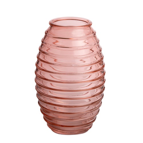 Glasvase honey mit rillen - honey,