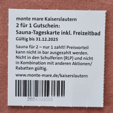 GUTSCHEIN - Sauna Tageskarte -