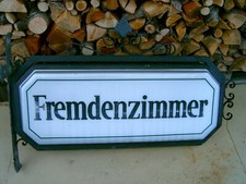 Schmiedeeisernes Schild Fremdenzimmer Beleuchtung Anfang 70er Massiv!