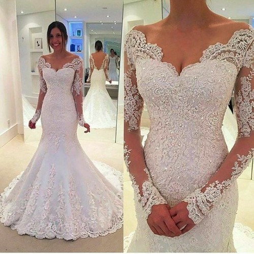 Langarm mermaid brautkleid - mermaid,