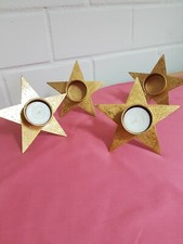 4 Teelichthalter Metall Kerzenhalter Advent Gesteck Gold Stern Ladenauflösung