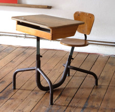 Jean Prouvé Schulbank Tisch bank Stuhl Schreibtisch mit Hocker