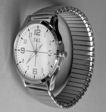 Quarz Uhr Flexband Zugarmband Herrenarmbanduhr Edelstahl Damenuhr Silber NEU XL