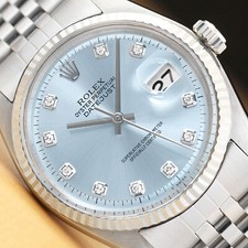 Herren Rolex Datejust Eisblau Diamant 18K Weiss Gold & Edelstahl Armbanduhr
