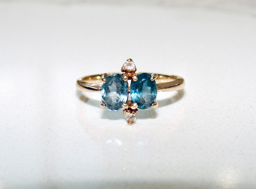 10k gelbgold blautopas ovaler - 10k,