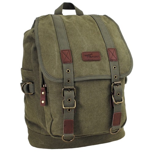 Rucksack canvas oliv retro - canvas,
