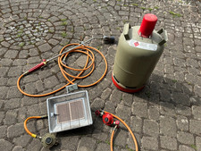 Gasflasche 11kg zur Hälfte gefüllt mit Heizstrahler und Brenner Eigentum
