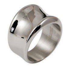 Damen Edelstahl Ring Bandring Fingerring breit geschwungen silber poliert
