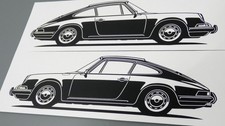 Aufkleber Silhouette Porsche 911 F-Modell Ur-911 Sticker Pärchen Set Schwarz neu