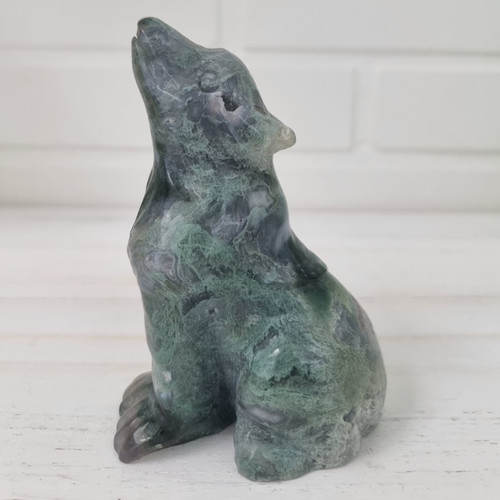 Tierfigur wolf moosachat - tierfigur,