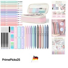 Schulsachen Set 39 Stück rosa mit Mäppchen Textmarker Gelstifte Druckbleistifte