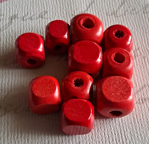 Rote holzperlen würfel - rote,