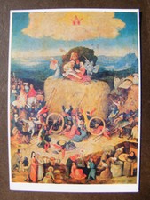 Postkarte Ansichtskarte alt Kunst Malerei DDR Hieronymus Bosch Heuwagen Ernte