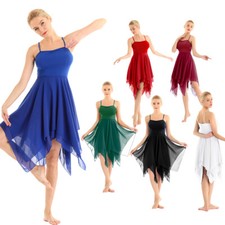 Damen Lyrische Tanzkleid Rückenfrei Latein Tango Kleid Asymmetrisch Tanzkleidung