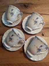 Geschirr, Nikko Japan, Blue Peony, 4 Kakaotassen, Kaffeebecher mit Untertassen