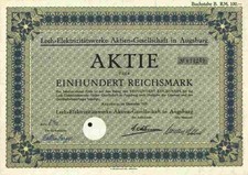 LECH Elektrizitätswerke LEW 1929 AUGSBURG München Zürich RWE 100 RM Lahmeyer FFM