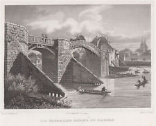 Hameln Weserbrücke Original Stahlstich Foltz 1857