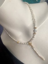 Collier Designer  Perlen Kette Anhänger Stäbchen Perle Unikat