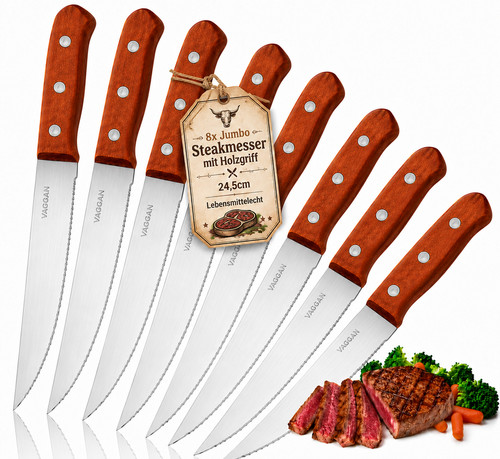 Jumbo steakmesser holzgriff - 8x,