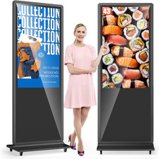 43" Digitaler Kundenstopper mit 4 Rollen, Werbedisplay Digital, Werbetafel