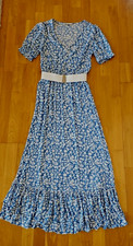 Tolles Maxi Sommer Kleid  mit Gürtel   Gr. S   blau/weiß    Neu!