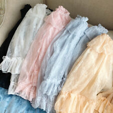 Damen Netz Lolita Shirts Tops Bluse Rüschen Sommer Pullover Transparent Retro