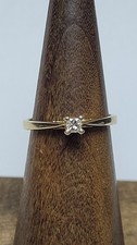 14 Karat Gelbgold Princess Cut Diamant Solitär Ring Größe 5